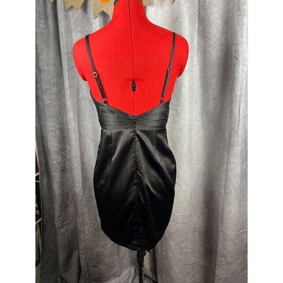 DO BE Womens Black Cocktail Dress Zip Back Adjustable Straps Padded Cups Lined S - Picture 3 of 6